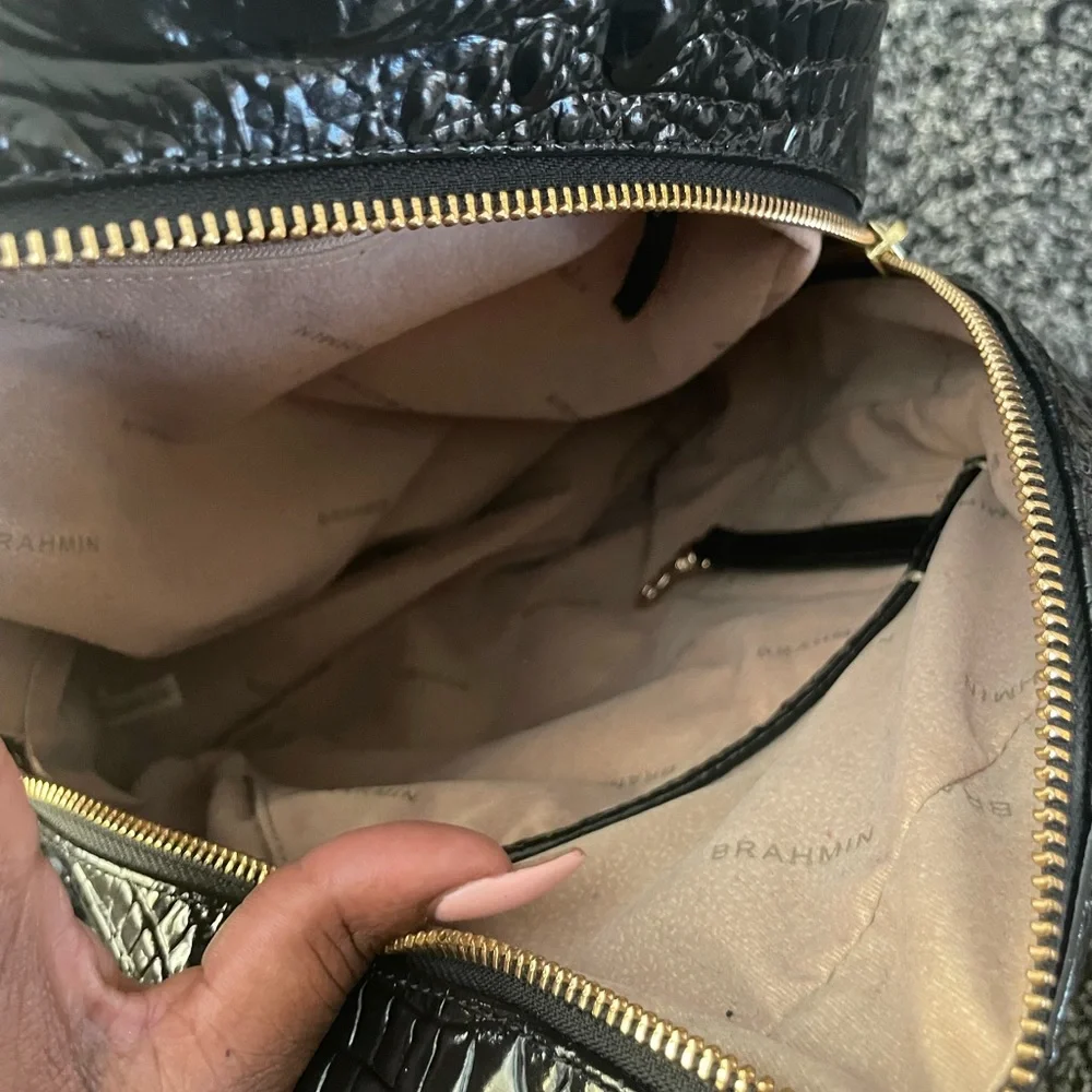 Brahmin Glossy Black Embossed Backpack - Picture 6 of 10